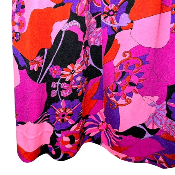 VINTAGE AUTHENTIC MR. DINO 70s Flower Pop Art Turtleneck Midi Dress - Picture 8 of 9